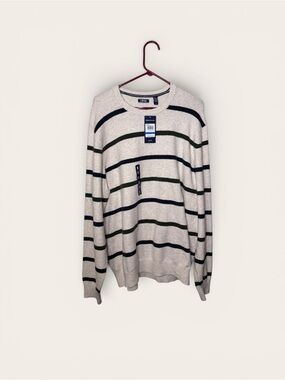 IZOD Cream Striped Crewneck Sweater